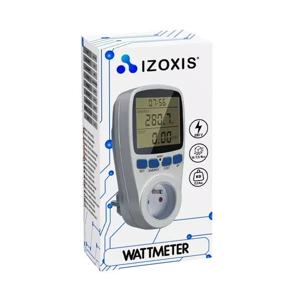 Digitális energiamérő wattmérő, 230 V, 16 A, max 3680 W, LCD kijelző