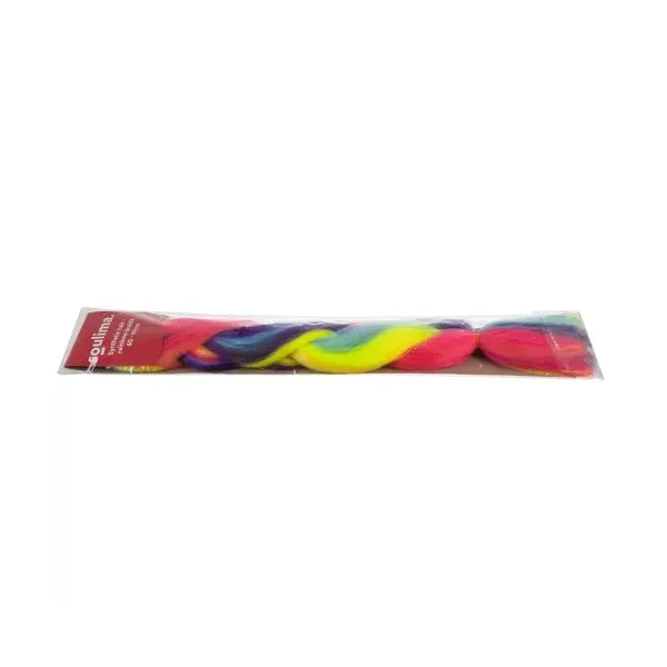 60 cm szivárványszínű szintetikus fonott póthaj, UV- és hőálló