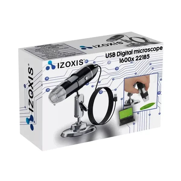 USB digitális mikroszkóp 50-1600×, 2 MP, 8 LED, fotó/videó, PC/Mac
