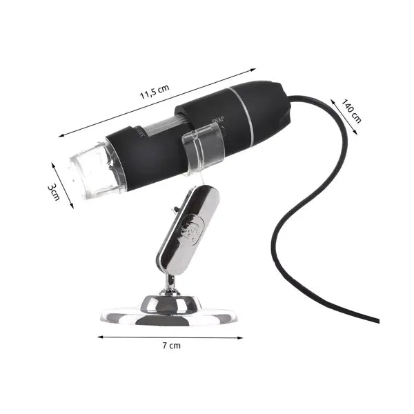 USB digitális mikroszkóp 50-1600×, 2 MP, 8 LED, fotó/videó, PC/Mac