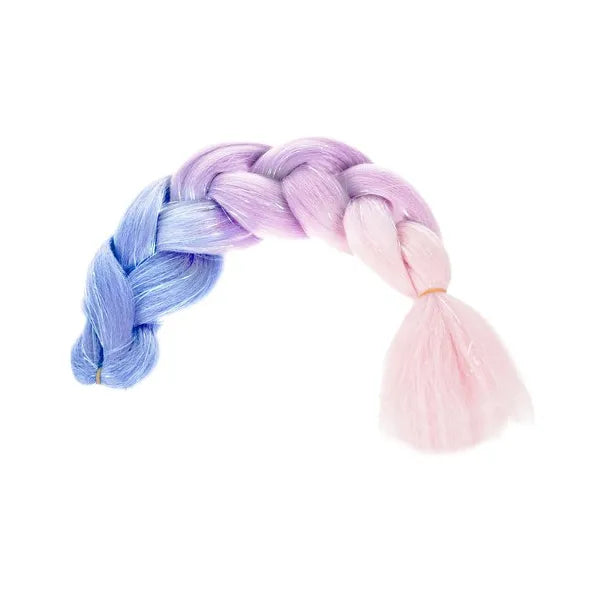 Szintetikus ombre hajfonat csillámos szálakkal, 60 cm, navy-lila-rózsaszín