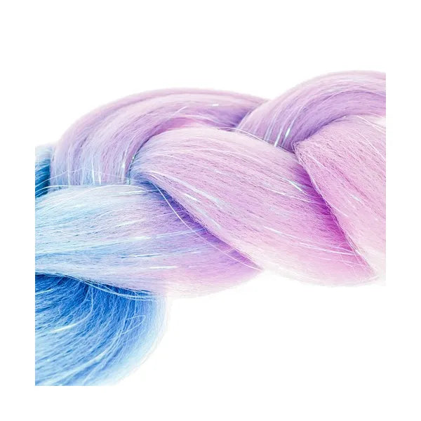 Szintetikus ombre hajfonat csillámos szálakkal, 60 cm, navy-lila-rózsaszín