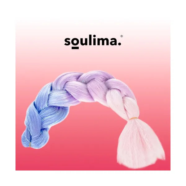 Szintetikus ombre hajfonat csillámos szálakkal, 60 cm, navy-lila-rózsaszín