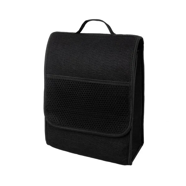 Fekete filc csomagtér-rendező táska, 12 l, tépőzáras, 26×14,5×33 cm