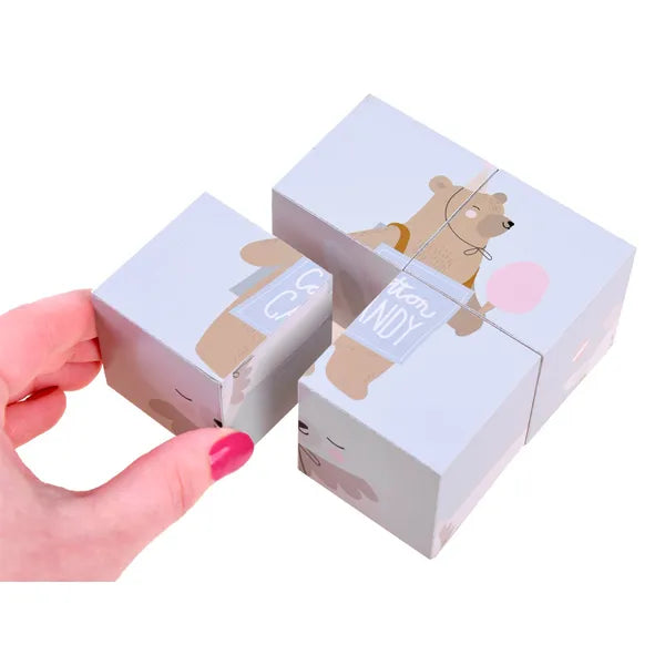 Fa állatképes kirakó kocka szett, 4 db, 5×5×5 cm, kreatív játék