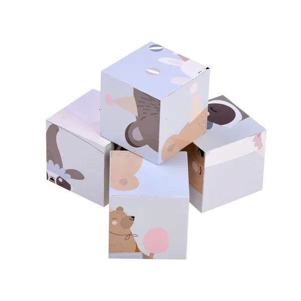 Fa állatképes kirakó kocka szett, 4 db, 5×5×5 cm, kreatív játék