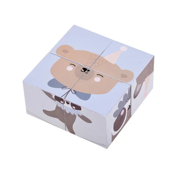 Fa állatképes kirakó kocka szett, 4 db, 5×5×5 cm, kreatív játék