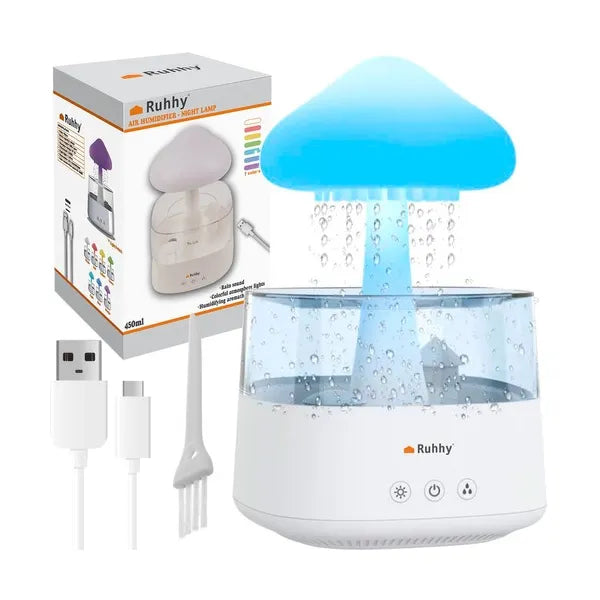Gombakalap LED-es esőhatású párologtató/éjjeli lámpa, 450 ml, USB-C