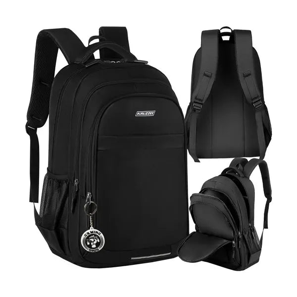 Fekete 30 l-es ergonomikus oxford hátizsák, fényvisszaverő csíkkal