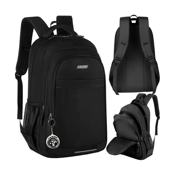 Fekete 45 l-es oxford 600D ergonomikus hátizsák reflektív csíkkal
