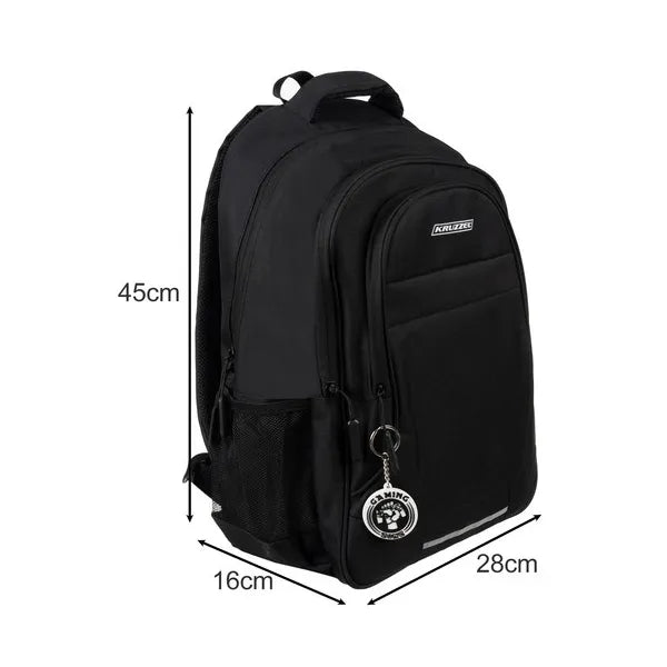 Fekete 22 l oxford 600D ergonomikus hátizsák reflektorral 45×28×16 cm