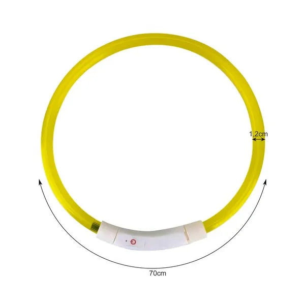 LED világító nyakörv kutyáknak és macskáknak, állítható 20–70 cm, USB-C