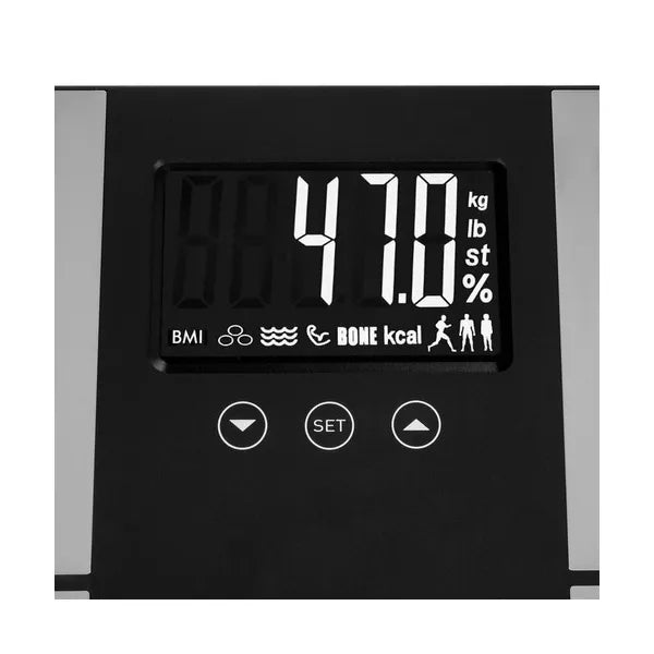 Okos fürdőszobai mérleg 225 kg-ig, testösszetétel-analízissel, LCD