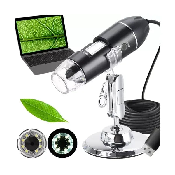 USB digitális mikroszkóp 1600x nagyítás, 2 Mpix CMOS, LED, állvány