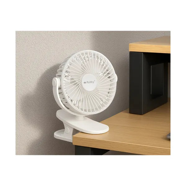 Vezeték nélküli USB-C asztali &amp; csíptetős ventilátor, 1200 mAh, fehér