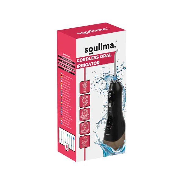 Soulima vezeték nélküli szájzuhany, 5 üzemmód, 8 fej, 300 ml, fekete