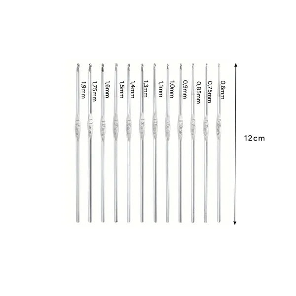 58 részes horgolókészlet 0,6–6 mm horgolótűkkel, kompakt tokkal