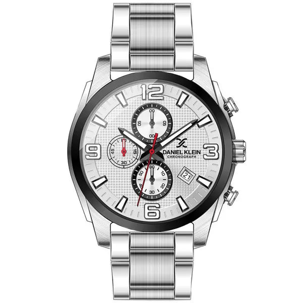 Daniel Klein férfi kronográf karóra ajándék szett, 42 mm fehér számlap