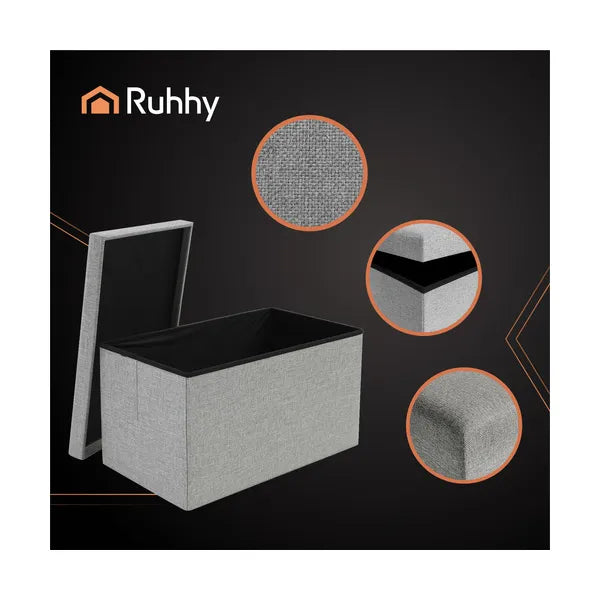 Szürke anyag puff tárolóval 60x30x30 cm – Ruhhy 25996