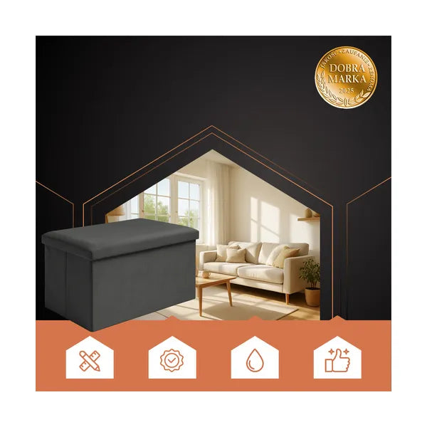 Fekete bársony puff 60×30×30 cm – Ruhhy 25995