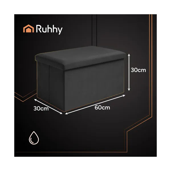 Fekete bársony puff 60×30×30 cm – Ruhhy 25995