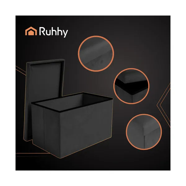Fekete bársony puff 60×30×30 cm – Ruhhy 25995