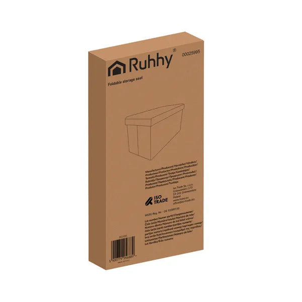 Fekete bársony puff 60×30×30 cm – Ruhhy 25995