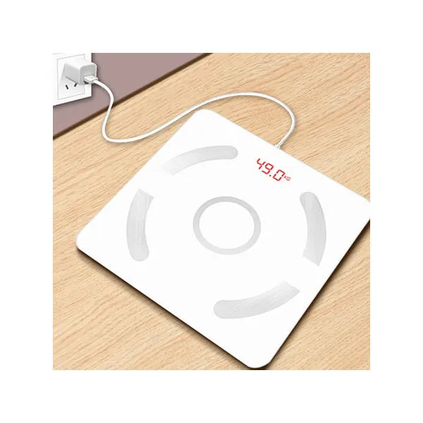 Okos fürdőszobai testanalízis mérleg Bluetooth, 180 kg, USB, üveg