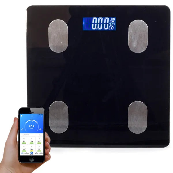 Intelligens bluetooth fürdőszobai testanalízis mérleg, edzett üveg, 180 kg
