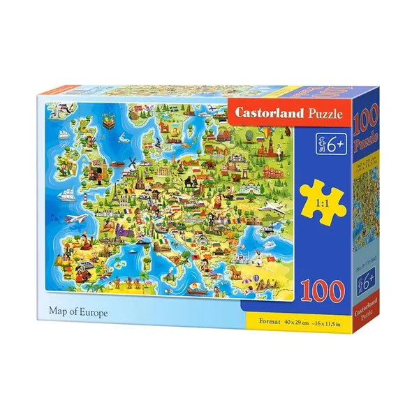 100 darabos Európa-térkép puzzle, 40×29 cm