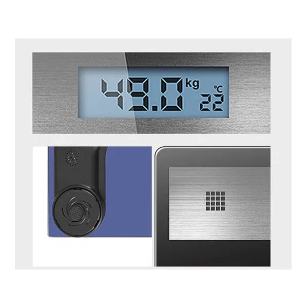 Elektronikus üveg személymérleg LCD kijelzővel, hőmérővel, 180 kg
