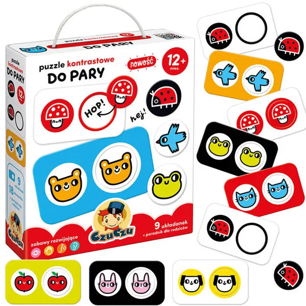 Kontrasztos párosító puzzle, 9 pár, 18 elem, 12+ hó