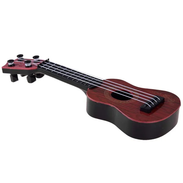 Gyerek mini ukulele, 25,5 cm, 4 nylon húr, fa hatású műanyag, 18 hó+