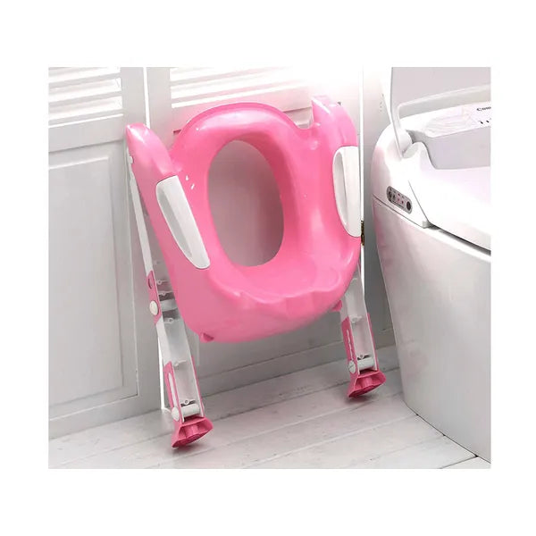 Gyermek WC-szűkítő lépcsővel, állítható magasság, csúszásgátlós, rózsaszín