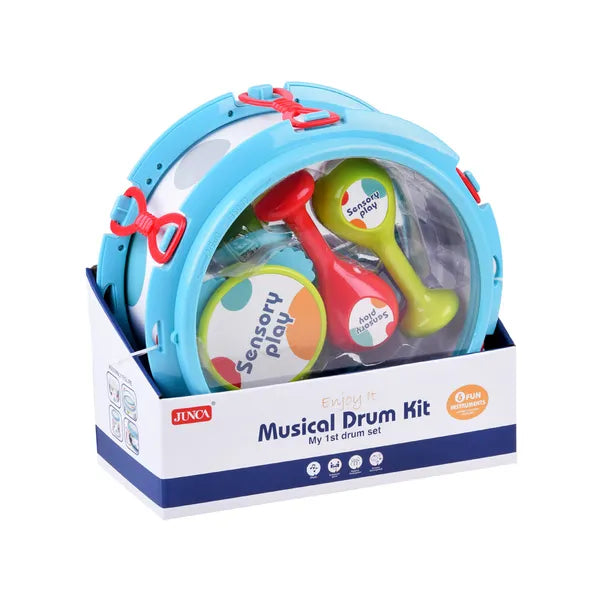 Dob és ritmushangszer készlet gyerekeknek, 10 részes, 28 cm dob