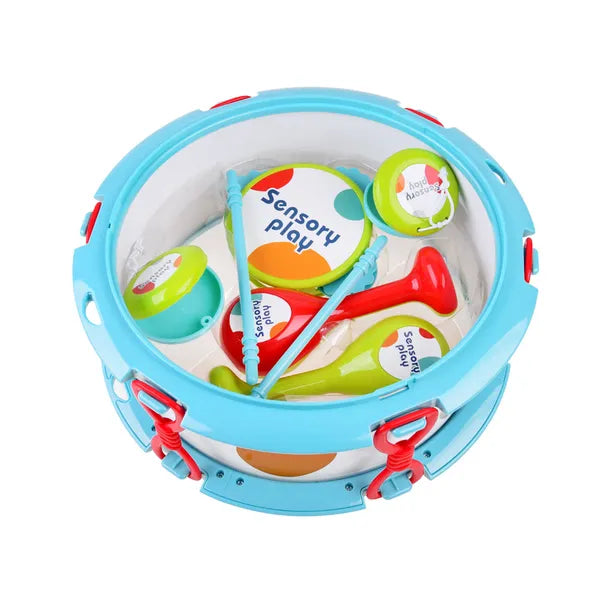 Dob és ritmushangszer készlet gyerekeknek, 10 részes, 28 cm dob