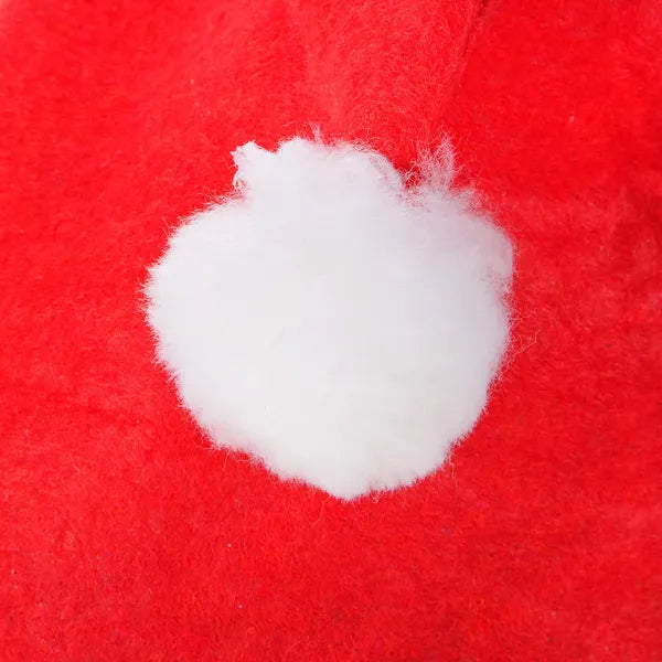 Piros-fehér plüss Mikulás sapka, univerzális méret, 27×36 cm, pompom