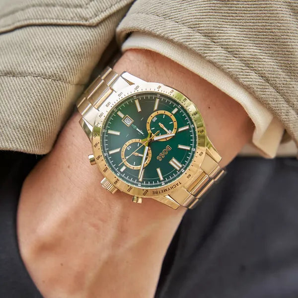 Hugo boss férfi arany zöld kronográf óra 44mm