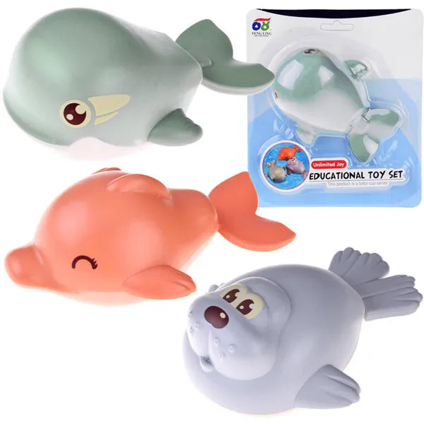 Felhúzható úszó fürdőjáték bébiknek – fóka/delfin/bálna, BPA-mentes műanyag