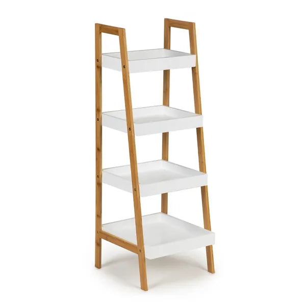 4 szintes álló könyvespolc bambusz vázzal, MDF polcok, 98 cm