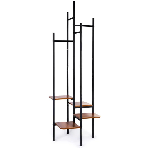 Álló ruhafogas 4 polccal, fémből, 4 keresztléccel, 176×55 cm, max 30 kg