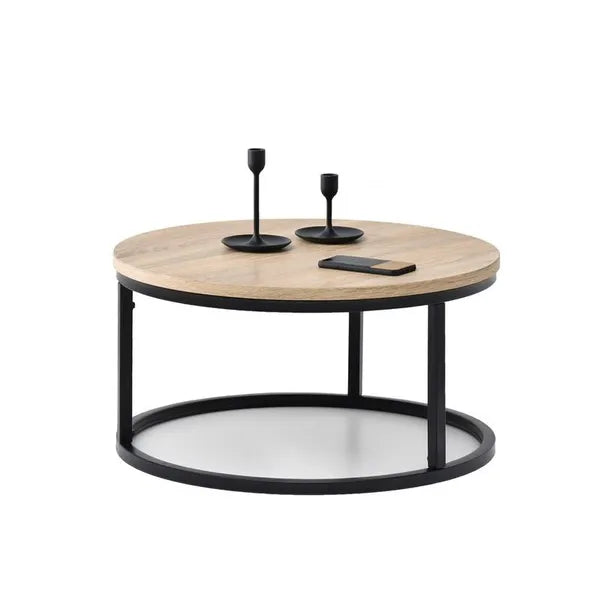 60 cm-es kerek loft dohányzóasztal fém vázzal, laminált forgácslap