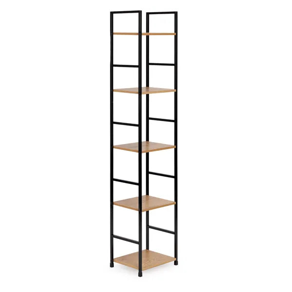 Loft stílusú 5 polcos fa-MDF könyvespolc fém vázzal, 144,5 cm