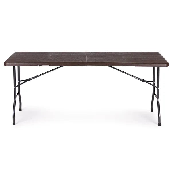 Összecsukható bankett- és kerti asztal, 180×74 cm, barna HDPE, vízálló