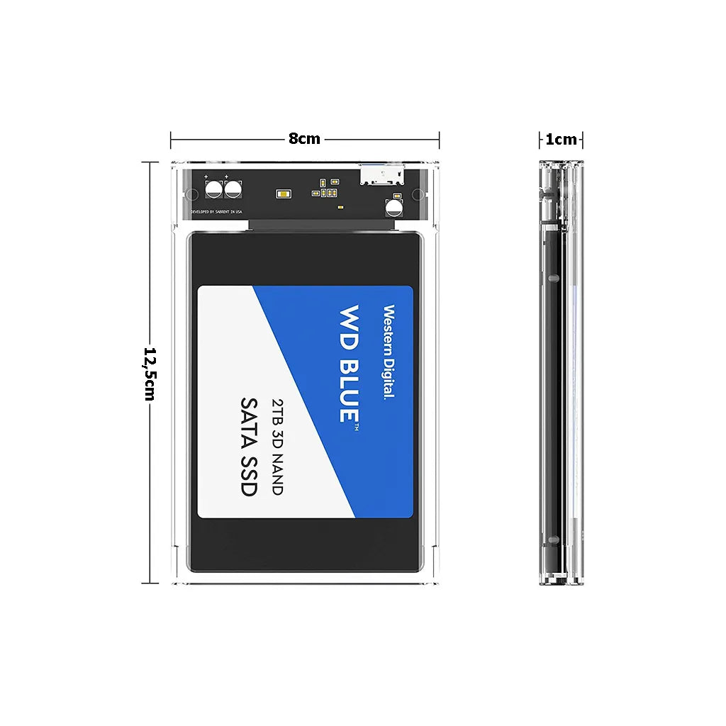 2.5'' ssd hdd burkolat usb 3.0, átlátszó