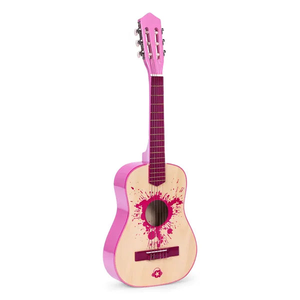 Ecotoys gyermek gitár rózsaszín - 6 húr, fa, 3+ év