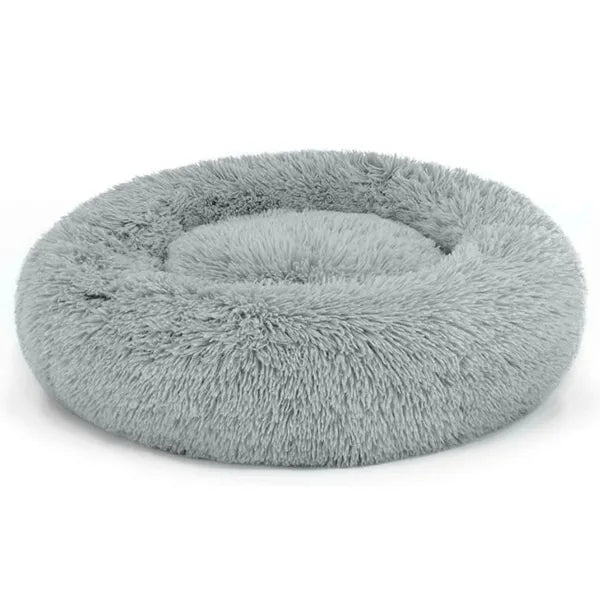 Plüss kutya- és macskafekhely, 60 cm, csúszásgátló, világosszürke