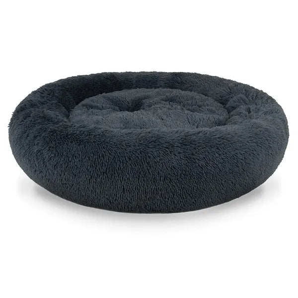 Plüss kisállat fekhely, 60 cm, sötétszürke, csúszásgátlós alj