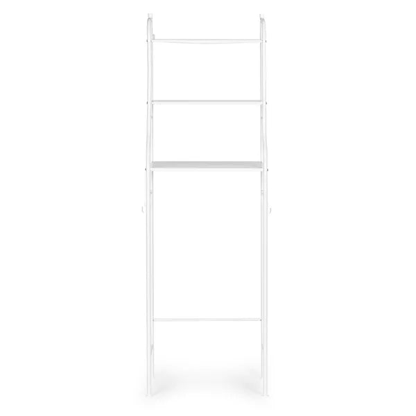 Magas alumínium fürdőszobai állvány 3 polccal, akasztókkal, 125×46,5 cm