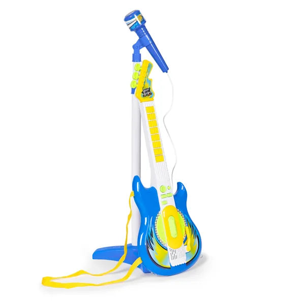 Gyerek elektromos gitár mikrofonállvánnyal, kék, MP3 csatlakozó